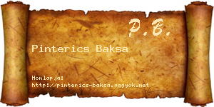 Pinterics Baksa névjegykártya
